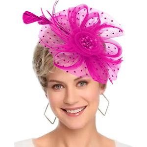 Fascinators Hat Women Tea Party Headband Flower Cocktail Mesh Feathers Hair Clip Kentucky Derby Hat Wedding