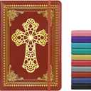 Christian Notebook Gifts for Women Men,Religious Bible Verse Notebook,Faith Prayer Journal for Women Christian Easter Gifts School Supplies (A4 Cross Brown)