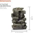 Alpine Corporation 13" Tall Indoor Tabletop Water Fountain, 4 Tier Cascading Water Feature with LED Lights for Home, Office, Living Room, or Zen Decor, Gray