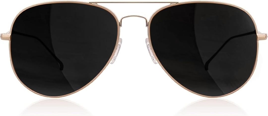 grinderPUNCH Polarized Classic Aviator Sunglasses Fashionable Lightweight Sunglasses for Men UV Protection (Metal Rose Gold Frame/Black Lens)