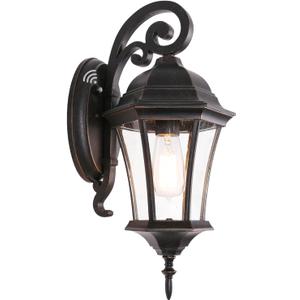 Dusk to Dawn Outdoor Wall Light Fixture 18 High Antique Bronze Porch Light with Wall Mount, Vintage Waterproof Wall Sconce with Clear Seeded Glass, 1 Pack, LMMS3601-DNS