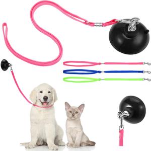 Frienda 4 Pcs Dog Bathing Tether with Suction Cup Cat Restraint for Bathing Dog Grooming Tub Restraint Loops Adjustable Cat Fixed Safety Rope for Pet Shower Grooming Helper(Blue Pink Bright Green) 3.15 inches/8 cm