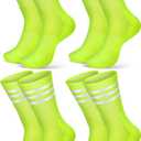 4 Pairs Glow in Dark Socks Cycling High Reflective Running Socks Night Safety Hosiery Compression Athletic