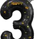 40 Inch Large Black Number Balloons Crown Big Black Digit Foil Mylar Balloons for Baby Shower Wedding Birthday Party Supplies (black 3)