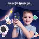 Kids Water Bottle, 2-Pack 16oz Kids Water Bottle with Stickers for School, insulated Stainless Steel Straw Cup(Sapphire+Gray)