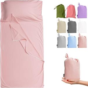 100% Cotton Sleeping Bag Liner with Zipper - Adult Travel Sheet Bed Sack for Hotels Camping Hikers Mattress RV Recliner Sofa Guest Bed Campout Truck Camper Flatbed Bunk Beds