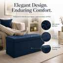 ALASDO 43 Inch Folding Storage Ottoman Bench with Hidden Storage, Velvet Storage Ottoman Foot Rest Stool, End of Bed Bench for Bedroom, Living Room, Entryway and Closet, Navy Blue, 15"D x 43"W x 15"H