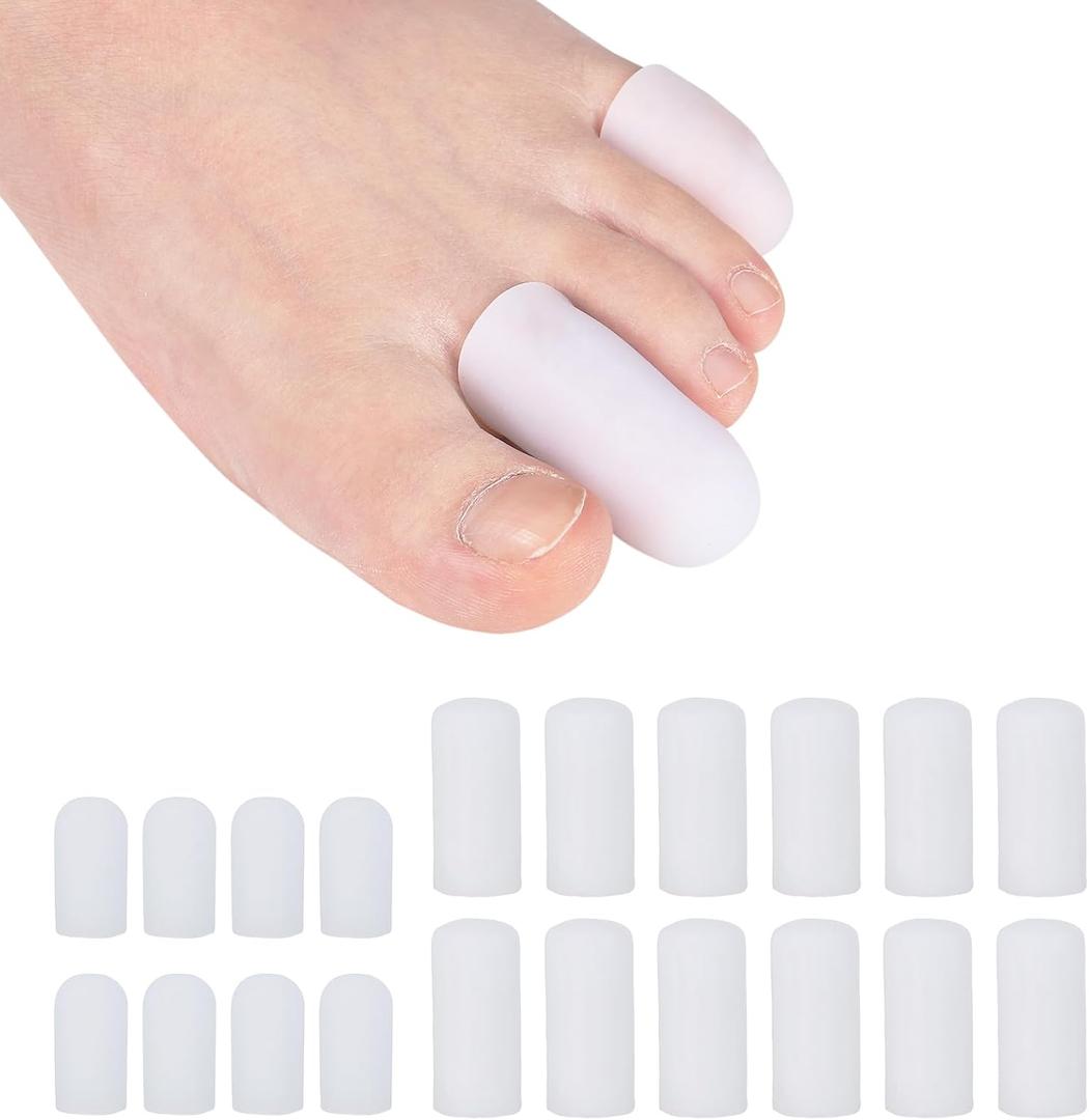 20Pcs Gel Toe Protectors - Durable Silicone Toe Caps, Toe Cushion Guard Cover for Women Men, Relieve Ingrown Toenails, Hammer Toes, Corns, Blisters, Callus, 8S + 12M
