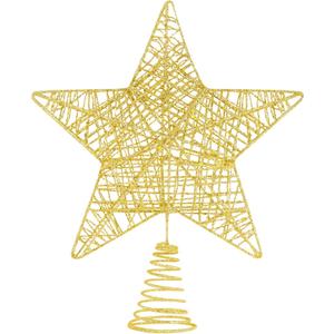 Christmas Tree Topper, 10" Glittering Xmas Star Treetop for Holiday Indoor Ornament Christmas Tree Decoration(Gold)