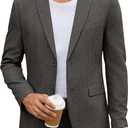 COOFANDY Men's Casual Blazer Lightweight Unlined Sport Coat Regular Fit Two Button Suit Jacket (Large, Dark Charcoal)