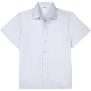 DHTS Boys Short Sleeve Button Down Shirt Summer Solid Kids Boy Dress Shirts Size 18Y