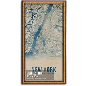 20x40 Classic Gold Picture Frame - Single Frame, 20 x 40 Ornate Vintage Poster Frame for Wall Decor & Gallery Walls