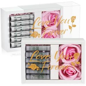 CroBlissful Birthday Money Box for Cash Gift Money Gift Box for Cash with 2 Velvet Rose Flower 6 Acrylic Tubes for Women Girlfriend Wife Anniversary Graduation