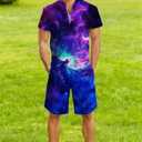 Goodstoworld Male Hawaiian Romper Fashion Zipper Slim Fit Jumpsuit with Pocket S-XXL (Medium, A5 Galaxy)