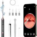 Tonsil Stone Remover with CameraTonsil Stone Removal Tool with LED LightTonsilCleaner for Tonsil Stone RemovalTonsillolith Removal Tool with 4 Head Attachments for iOS & Android (Black and Gold)