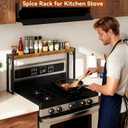 IBUYKE Over The Stove Shelf,Spice Rack for Kitchen Stove,Brown TLJ027H