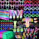 186 PCS Glow in the Dark Party Supplies,16 Foam Sticks,10 Glow Fiber Wands, 10 LED Glasses, 10 Glowing Rabbit Ears,100 Glow Sticks and 40 Finger Lights for Neon Party Birthday Carnivals Halloween