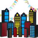 Motiskyy 12 Pcs Hero Party Favor Boxes Skyscraper City Gift Boxes Hero Theme Party Decoration Candy Goodies Boys Girls Birthday Party Decorations Supplies (Black)