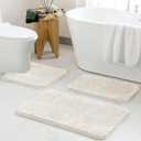 MIULEE Bathroom Rugs Sets 3 Piece Including U Shaped Toilet Rug - Soft Absorbent Bath Mats Set with Non Slip Rubber Backside, Machine Washable - Ivory, 20"x30"+16"x24"+U 20"x20"
