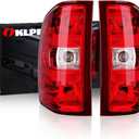 OKLPF Rear Brake Tail Lights Compatible With 2007-2014 Chevy Silverado 1500 2500HD 3500HD,Replacement Red Taillights Assembly,Included Bulbs and Harness,Driver and Passenger Side
