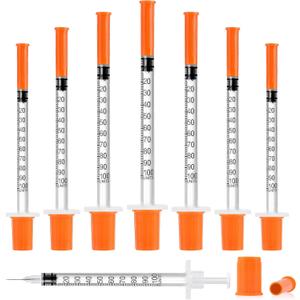 1ml/cc Syringes, 100 Pack U-100 31G 5/16" (8mm) Disposable Syringe