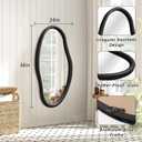 JJUUYOU Irregular Mirror Black Asymmetrical Wooden Wall Mirror 36"x24" Large Home Decorative Wall Mounted Vanity Hanging Mirrors for Bathroom Dressing Room Living Room