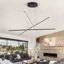 Modern LED Chandelier Black Linear 3-Light Chandeliers Contemporary Led Pendant Light Fixture Dimmable for Dining Room Foyer Office Color Changeable