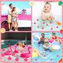 50 Pcs Mini Flamingo Rubber Duck Bulk Cute Pink Flamingos Bath Toys Floating Squeaky Toy Rubber Duckies for Baby Shower Cake Decoration Classroom Prizes Holiday (1.4 Inch)