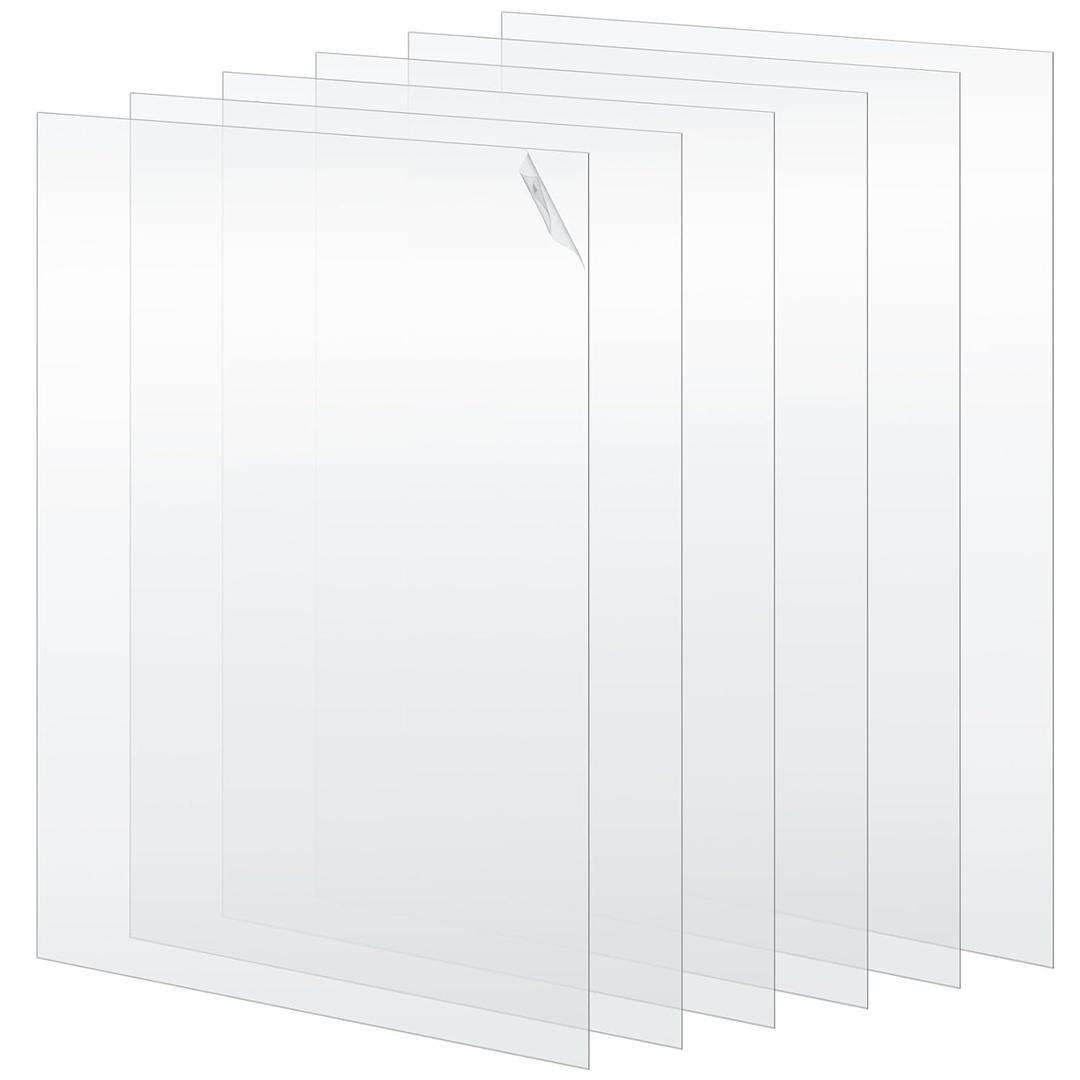 Beeveer Polycarbonate Clear Plastic Sheet 6 Pcs 8" x 10" Flexible Plastic Sheet Panels with UV Coating on Both Sides for Crafts DIY Window Replacement Panes
