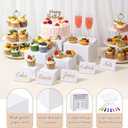 Yinder 6 Pcs White Paper Buffet Risers with Mini Table Sign and Marker Food Nesting Risers for Buffet Table Display Stand Shelf for Party Catering Dessert Jewelry ( 8", 7", 6", 5", 4", 4")