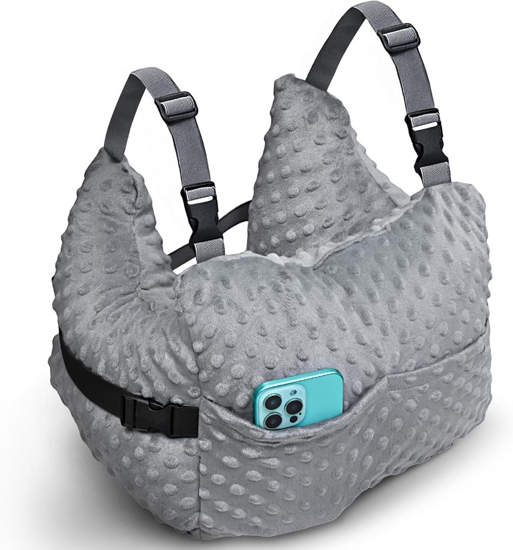 Zomaple Post Mastectomy Pillow Post Surgery  Post-Op Essentials, Breast Augmentation/Reduction & Mastectomy Recovery Supplies  Washable Cover for Comfort & Support (Strapped, Grey)