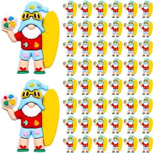 50 Pcs Mini Summer Beach Gnomes Figurines Bulk Small Ocean Rubber Figures to Hide Funny Little Hawaiian Luau Party Favors Gifts Ornament for Home Office Miniature Crafts Decorations