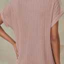 Womens Summer Tops Crochet Cap Short Sleeve Shirts Casual Loose Texture Round Neck Knit Tshirts Blouse (L)