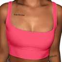 GOBLES Women's Sexy Summer Basic Solid Sleeveless Stretch Crop Tank Top (Red, L)
