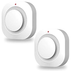 COHANSHAN Smoke Alarm，Smoke Detector，fire Alarms Smoke detectors，AA Batteries for 5-Year Life，complies with UL Certification，360° Intelligent Detection，Battery-Powered Smoke Alarm，Wiring-Free,2-Pack