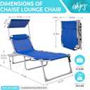 #WEJOY Tanning Chair with Face Hole & Canopy & Side Table, 5 Positions Adjustable Sunbathing Lounge Chair Facedown Chaise Lounge with Pillow Quick Dry for Beach Pool Outdoor Camping Patio,Darkblue