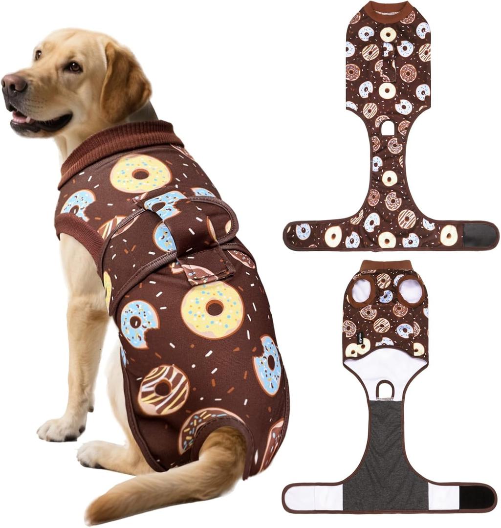Dog Surgery Suit, Breathable Surgical Recovery Suit for Female Spay Male Neuter, Anti-Licking Surgical Recovery Suit for Abdominal Wounds Skin Disease, Brown, Medium