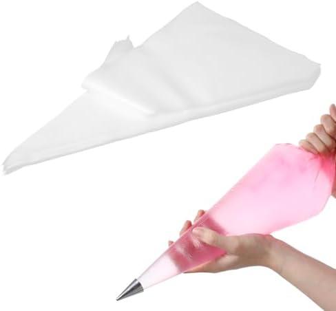 100Pcs 24 Inch Extra Large Piping Bags Disposable, Thickened Disposable Clear Plastic Icing Piping Bags, Food Grade Cake Decorating Bags for Dessert, Pastry, Cookies, Cupcake Decorating