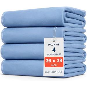4 Pack 36" x 38" Large Absorbency Incontinence Bed Pads - Quick Drying Washable and Reusable Underpads for Kids, Adults, Elderly Dogs and Pets, Pee Mattress Protective Pad for Bed, Couch, Sofa, Floor