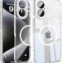 Misscase for iPhone 17 Magnetic Case,[Military Drop Protection] Clear Hard Plastics Cover, Camera Lens Protector,Compatible with MagSafe,Anti Yellowing Full Protection Cases-White