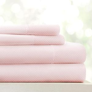 Linen Market Patterned Microfiber Queen Sheet Set 4 Piece – Oeko-TEX Certified Ultra Soft & Wrinkle-Free - 16" Deep Pocket Sheets - Easy Care Queen Size - My Heart Pink