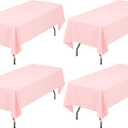 Table Cloth Pink Tablecloth 60 x 122 Inch, Rectangle Table Cloth for 6 Foot Table, Wrinkle Resistant Washable Polyester Table Cover for Wedding Party Dining Table, 4 Pack