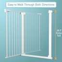 Fairy Baby 38" Extra Tall Baby Gate for Stairs and Doorways, 59.9"-65.3" Extra Wide Long Pet Gate, Metal Auto Close Safety Child Gate Fence for Puppy Pet, Pressure Mounted Walk Through Gate, White