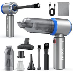 Mini Vacuum Cleaner, 2 in 1 21000PA Brushless Car Vacuum &210000RPM Air Duster 9000mAh Battery Air Blower Wireless Handheld Vacuum for Car,Office and Home Cleaning