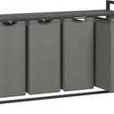 VASAGLE Laundry Hamper, Laundry Basket, Laundry Sorter with 4 Pull-Out and Removable Bags, Shelf, Metal Frame, 4 x 10.6 Gallons (40 L), 45.7 x 13 x 28.4 Inches, Slate Gray and Charcoal Gray UBLH401G01, 4 Bags - 160 L