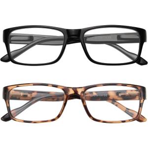 Gaoye Reading Glasses Men/Women, Eyeglasses, Blue Light Readers for Men/Women, Computer Eye Glasses, Cheaters (1 Black + 1 Leoparde), +5.0