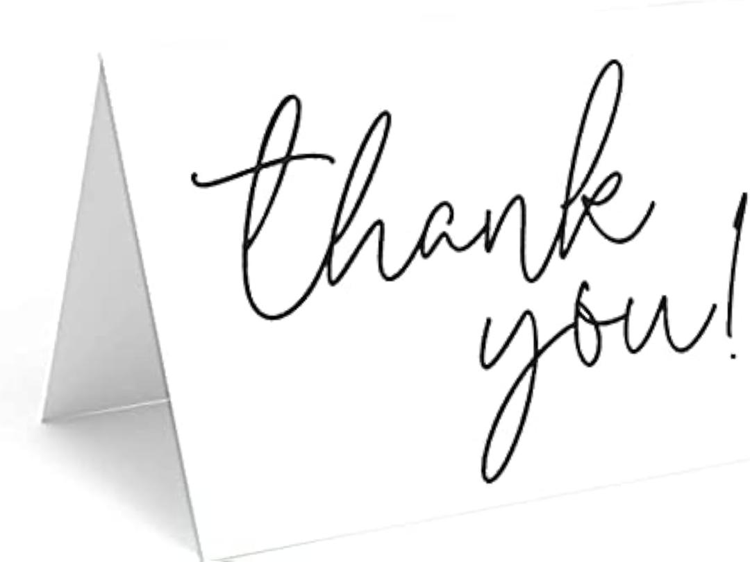 Red Door Inspirations 5x7 Thank you Note Cards with Envelopes (Black and White Thank You)