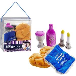 Rite Lite My Soft Shabbat Set- Plush Toy Set for Kids Shabbos Jewish Gifts Home Decor Hebrew Shabbat Kiddush Cup Challah Accessories Fun & Educational, 8.27" L x 3.75" W x 8.50" H