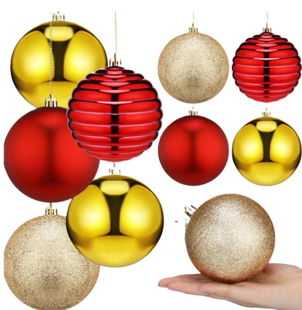 Poen 8 Pcs 4" Christmas Ball Ornaments Christmas Tree Hanging Decorations Xmas Plastic Shatterproof Colorful Ornaments Set with Rope for Holiday Party ...