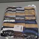 Mens Fuzzy Socks, Warm Winter Fluffy Cozy Slipper Fleece Socks for Men (Large, B-dark Pinstripes(6 Pairs))